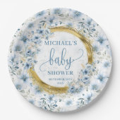 Wertvolle pastellblaue Blume Pappteller (Vorderseite)