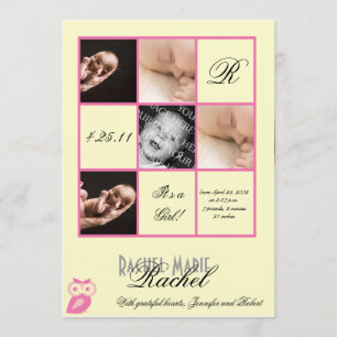 Wertvolle Plätze in Pink Foto Baby Ankündigung