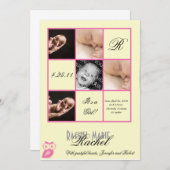 Wertvolle Plätze in Pink Foto Baby Ankündigung (Vorne/Hinten)