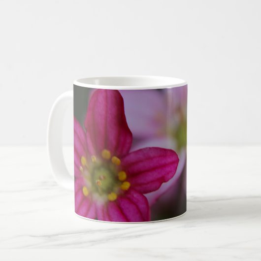 Wertvolle rosa Blume Kaffeetasse (Vorderseite Links)