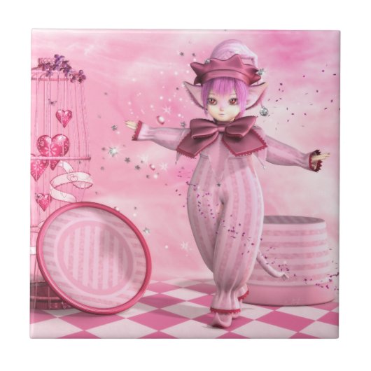 Wertvolle rosa Whimsy Keramik-Fliese Fliese (Vorderseite)