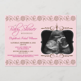 Wertvolle Sonogram-Baby-Duschen-Einladung (Rosa) Einladung
