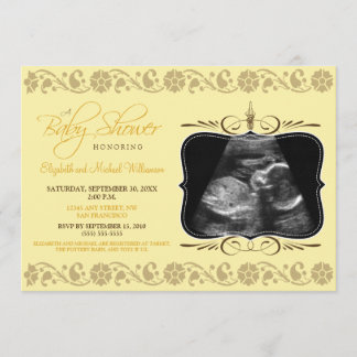 Wertvolle Sonogram Baby Shower Invitation (gelb) Einladung