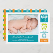 Wertvolle Statistiken - Geburtsankündigung - Blau Ankündigung (Vorne/Hinten)