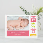 Wertvolle Statistiken - Geburtsankündigung - Rosa Ankündigung (Stehend Vorderseite)