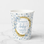 Wertvolle staubblaue Aquarellfarben-Blume Golddusc Pappbecher (Rückseite)