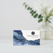 Wertvolle Stein-Visitenkarte für Navy und Gold Aga Visitenkarte (Stehend Vorderseite)