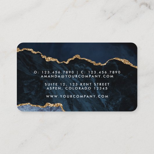 Wertvolle Stein-Visitenkarte für Navy und Gold Aga Visitenkarte (Rückseite)