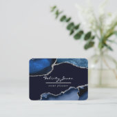 Wertvolle Stein-Visitenkarte Navy und Silver Agate Visitenkarte (Stehend Vorderseite)