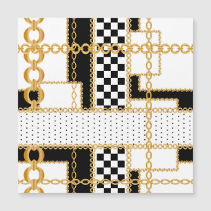 Wertvolle Steine, Goldketten, nahtlose Muster. Magnetkarte