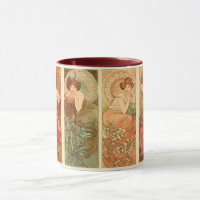 Wertvolle Steine und Blume, Alphonse Mucha Art
