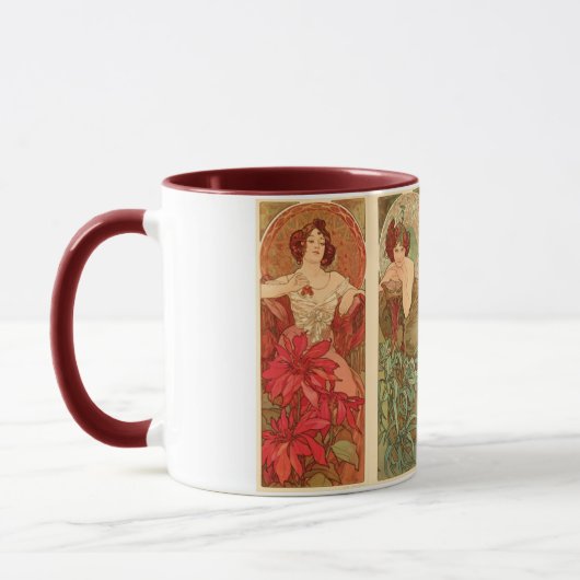 Wertvolle Steine und Blume, Alphonse Mucha Art Tasse (Links)