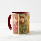 Wertvolle Steine und Blume, Alphonse Mucha Art Tasse (Vorderseite Links)