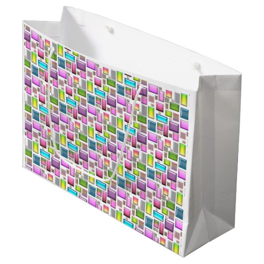 Wertvolle Steine und Perlmutt Große Geschenktüte (Vorderseite Schrägansicht)