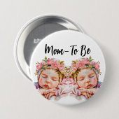 Wertvolle Zwillingsmädchen in Rosa hassen Mama-to- Button (Vorne & Hinten)