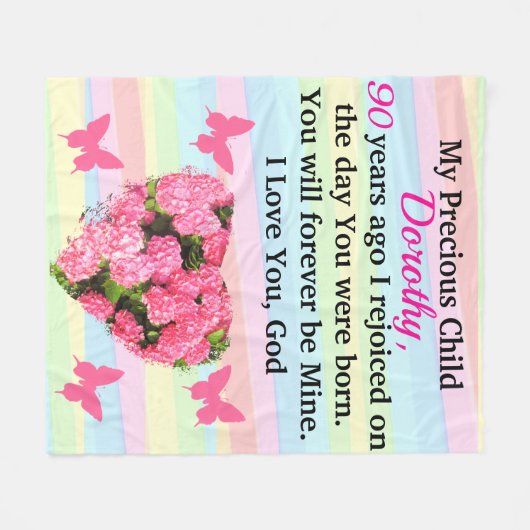 WERTVOLLER 90. GEBURTSTAG LADY PERSONALISIERT FLEECEDECKE (Vorderseite (Horizontal))