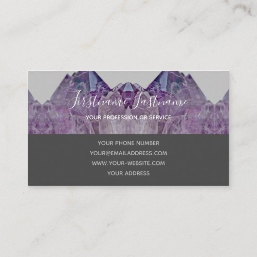 Wertvoller Amethyst-Edelstein Luxus-Kristall-Schmu Visitenkarte (Rückseite)