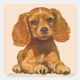 wertvoller Cocker-Spaniel-Welpe Quadratischer Aufkleber