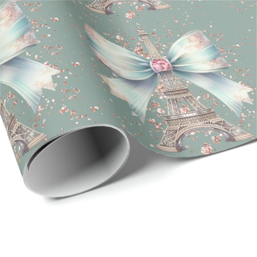 Wertvoller Eiffelturm Geschenkpapier (Rolleneckpunkt)