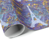 Wertvoller Eiffelturm Geschenkpapier (Rolleneckpunkt)