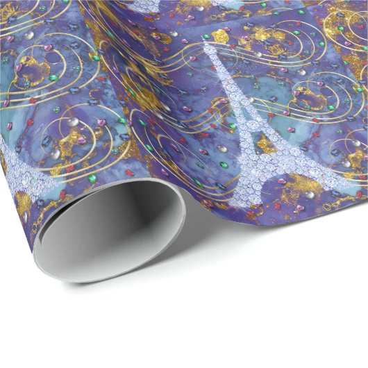 Wertvoller Eiffelturm Geschenkpapier (Rolleneckpunkt)