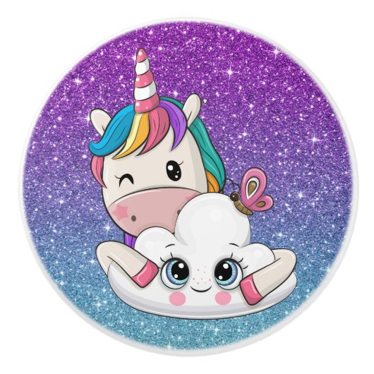 Wertvoller Einhorn-Keramik Keramikknauf (Vorderseite)