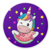 Wertvoller Einhorn-Keramik Keramikknauf (Vorderseite)