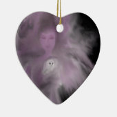 Wertvoller Eulen-Engel Keramikornament (Rechts)