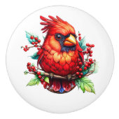 Wertvoller Kardinal Redbird Keramikknauf (Vorderseite)