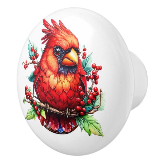 Wertvoller Kardinal Redbird Keramikknauf (Rechts)