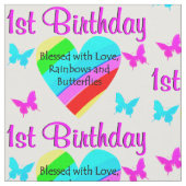 WERTVOLLER RAINBOW 1. GEBURTSTAG STOFF (Nahaufnahme)