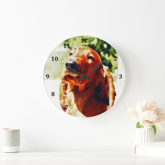 Wertvoller Setter-Welpe Große Wanduhr (Zuhause)