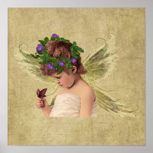 Wertvolles Angel-Girl mit Schmetterling - Print Poster (Vorne)
