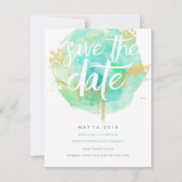 Wertvolles Aquarellblau Save the Date blau