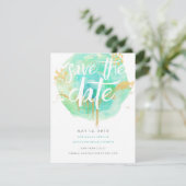 Wertvolles Aquarellblau Save the Date blau (Stehend Vorderseite)