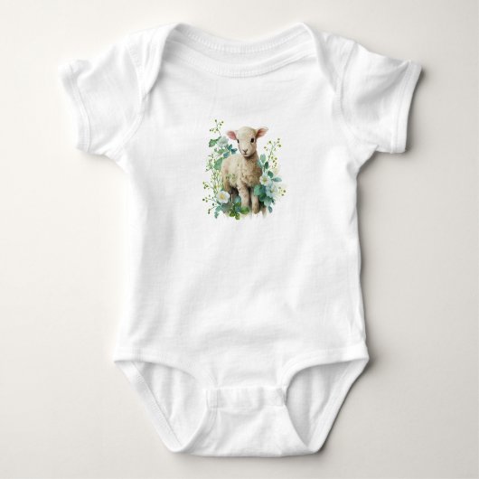 Wertvolles Baby Lamm mit Blume Baby Strampler (Vorderseite)