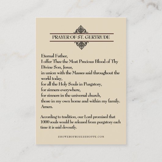 Wertvolles Blut Jesus St. Gertrude Heilige Karten (Rückseite)