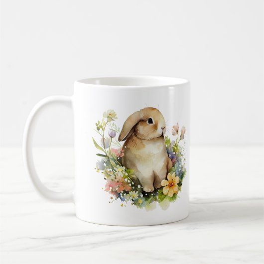 Wertvolles Bunny Rabbit im Kraut von Blume Kaffeetasse (Links)