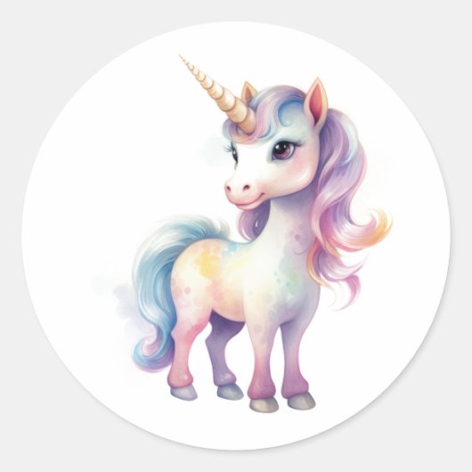 Wertvolles Majestic Unicorn, Geschenk für Mädchen Runder Aufkleber (Vorderseite)