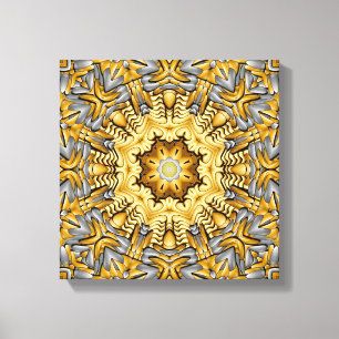 Wertvolles Metallgoldsilber-Vintages Kaleidoskop Leinwanddruck