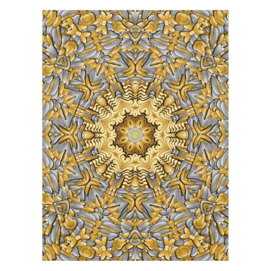 Wertvolles Metallgoldsilber-Vintages Kaleidoskop Tischdecke (Vorderseite)
