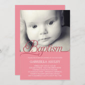 Wertvolles Script-Foto Taufe Einladung - Rosa (Vorne/Hinten)