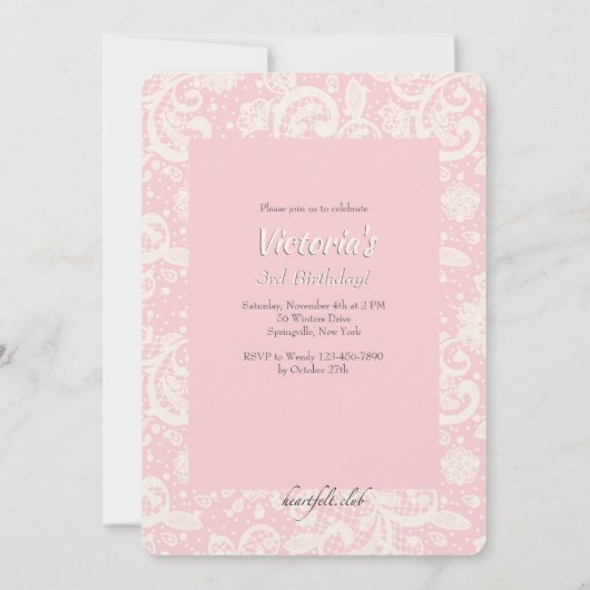 Wertvolles Spitzen-Foto Einladung (Rückseite)