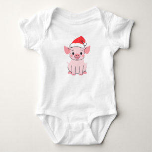 Wertvolles Weihnachtspiglet mit Weihnachtsmannmütz Baby Strampler