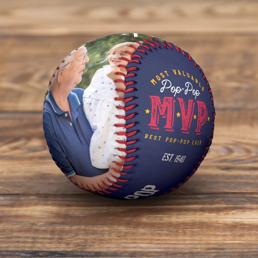 Wertvollste Pop-Pop MVP Custom 2 Foto Monogram Baseball