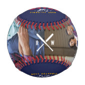 Wertvollster Vater | MVP Custom Two Foto Monogram Baseball (Rückseite)
