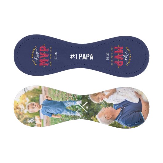 Wertvollstes Papa MVP Custom Two Foto Monogram Baseball (Paneele)