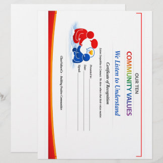 Wertzertifikat zum Anhören Briefpapier mit Briefko