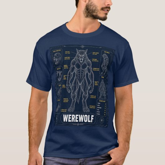 Werwolf-Anatomie-Blueprint T-Shirt (Vorderseite)