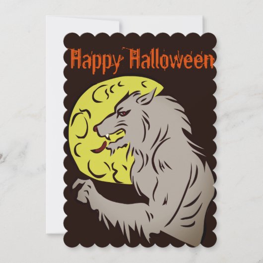 Werwolf auf Vollmond Einladung (Vorderseite)